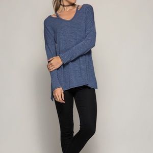 Blue Cut Out Top